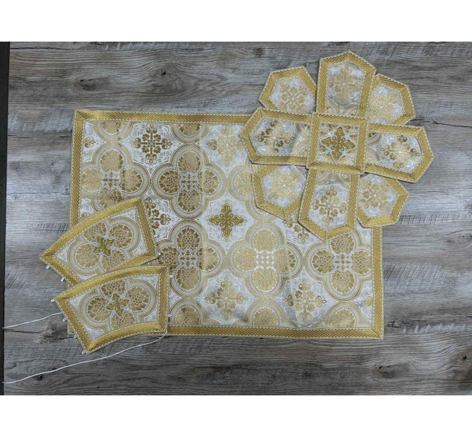 Yellow Greek-style liturgical vestment made of brocade - Priest vestments