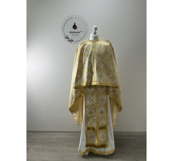 Yellow Greek-style liturgical vestment made of brocade - Priest vestments
