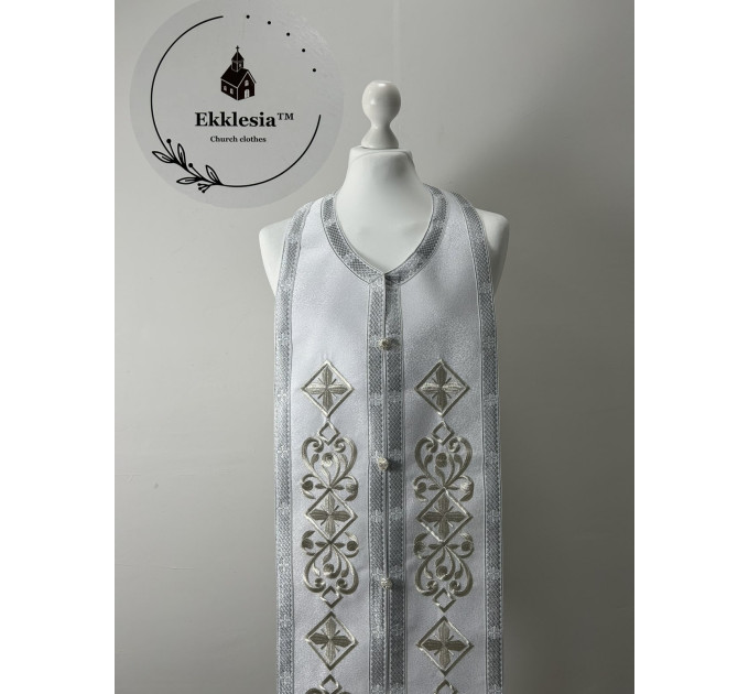 Embroidered Greek Stole and cuffs in satine - Communion set - Priest's set 
