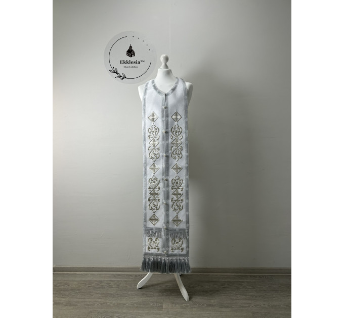 Embroidered Greek Stole and cuffs in satine - Communion set - Priest's set 