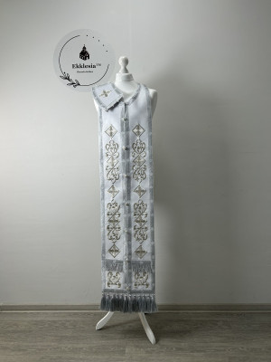 Embroidered Greek Stole and cuffs in satine - Communion set - Priest's set