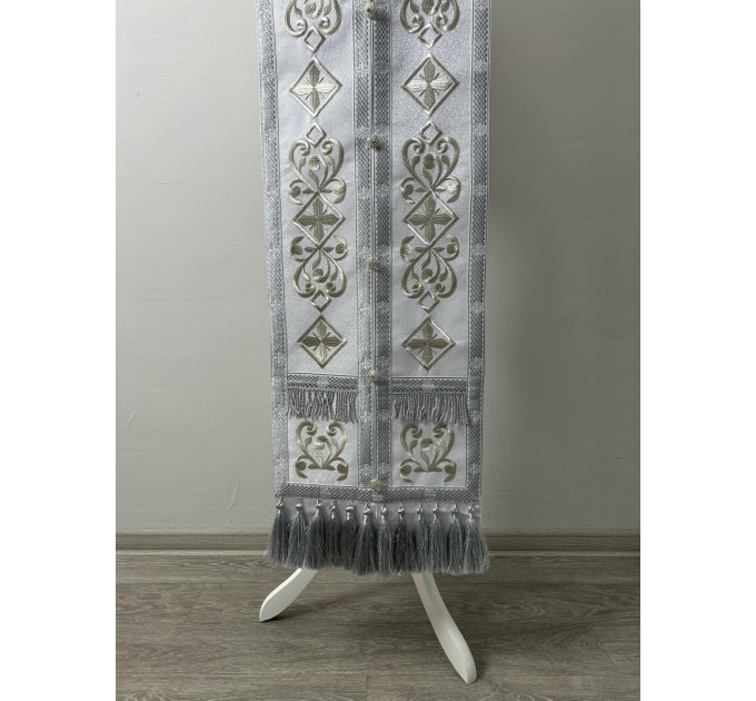 Embroidered Greek Stole and cuffs in satine - Communion set - Priest's set 