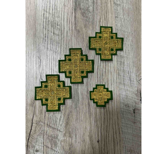 Set of crosses for priest vestment in Slavic style - Embroidered patch crosses
