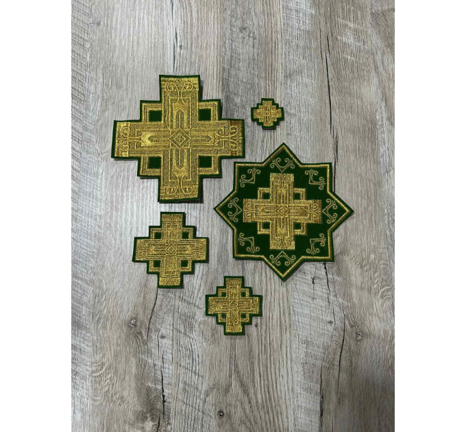 Set of crosses for priest vestment in Slavic style - Embroidered patch crosses