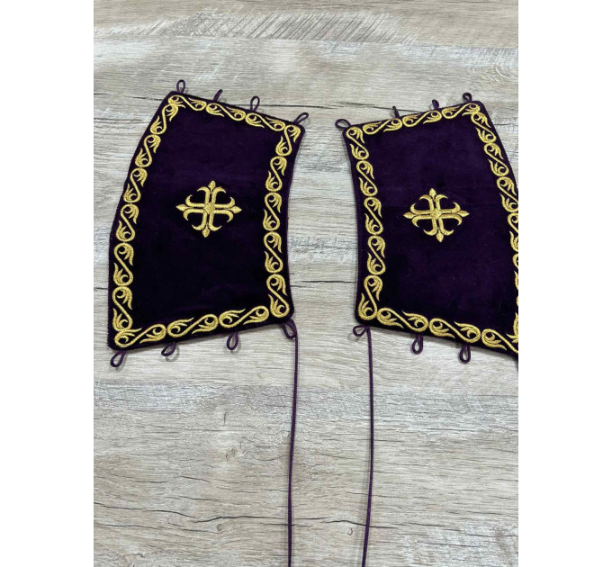 Combined velvet and brocade Deacon's vestments set - Deacon's alb - Orthodox