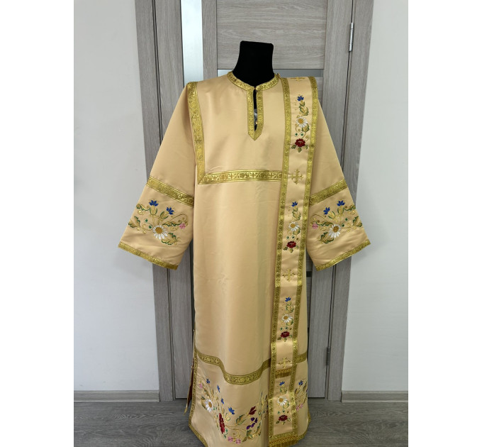 Embroidered deacon's Vestment with single orar - Stichar with orar and cuffs set