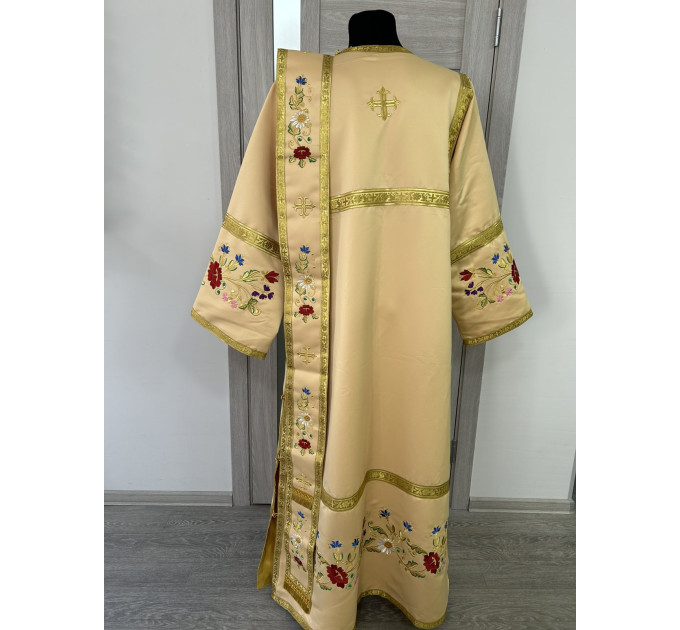 Embroidered deacon's Vestment with single orar - Stichar with orar and cuffs set