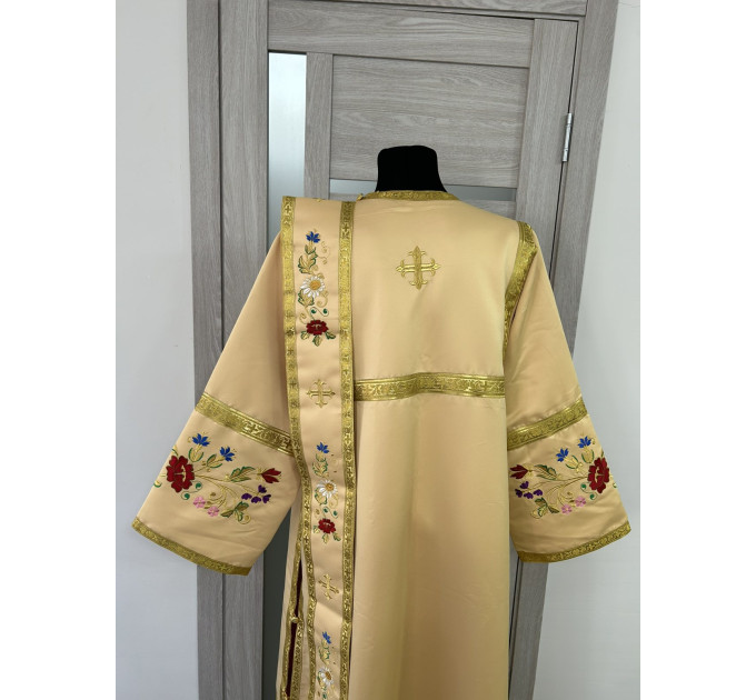 Embroidered deacon's Vestment with single orar - Stichar with orar and cuffs set