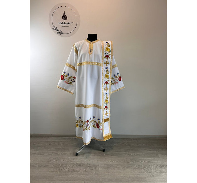 Embroidered deacon's Vestment with single orar - Stichar with orar and cuffs set