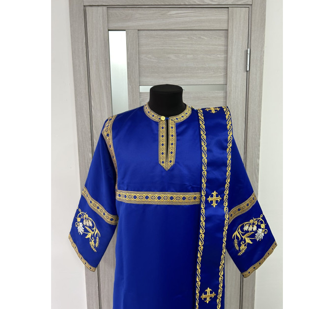 Embroidered vestment for deacon - Stichar, orar, cuffs on satin fabric