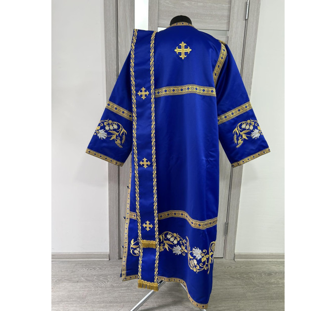 Embroidered vestment for deacon - Stichar, orar, cuffs on satin fabric