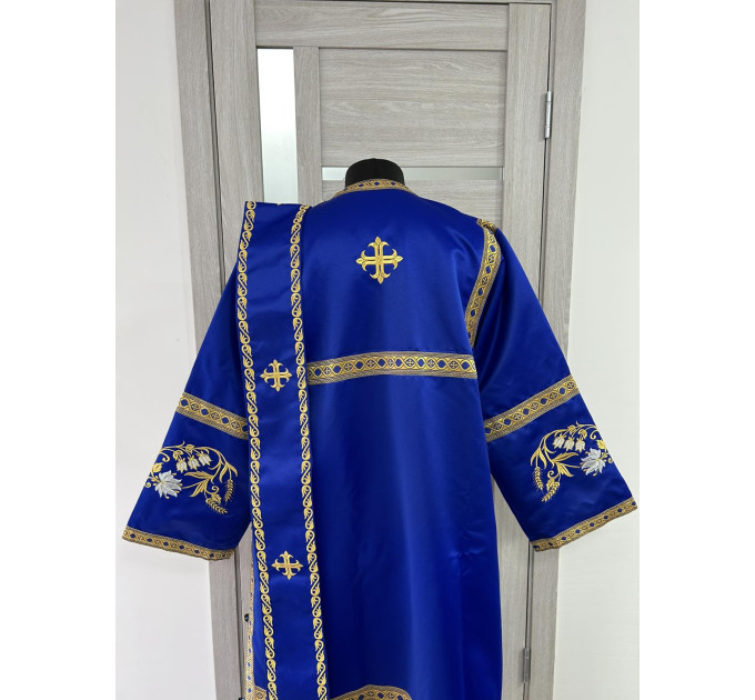 Embroidered vestment for deacon - Stichar, orar, cuffs on satin fabric