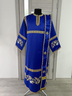 Embroidered vestment for deacon - Stichar, orar, cuffs on satin fabric