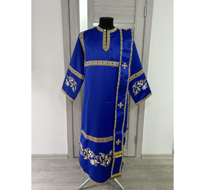 Embroidered vestment for deacon - Stichar, orar, cuffs on satin fabric