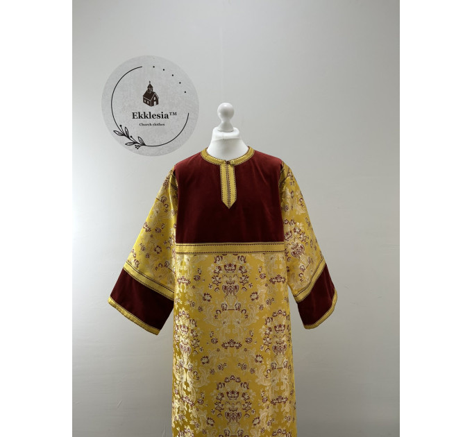 Сombined sticharion made of brocade and velvet - Altar boy robe - Altar Server