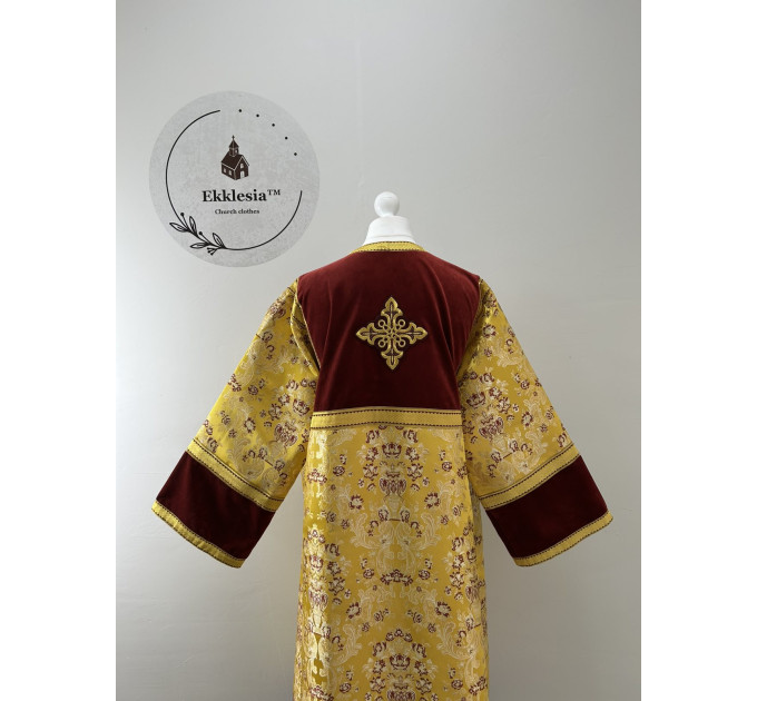 Сombined sticharion made of brocade and velvet - Altar boy robe - Altar Server