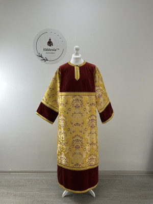 Сombined sticharion made of brocade and velvet - Altar boy robe - Altar Server