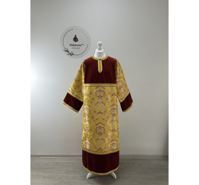 Сombined sticharion made of brocade and velvet - Altar boy robe - Altar Server