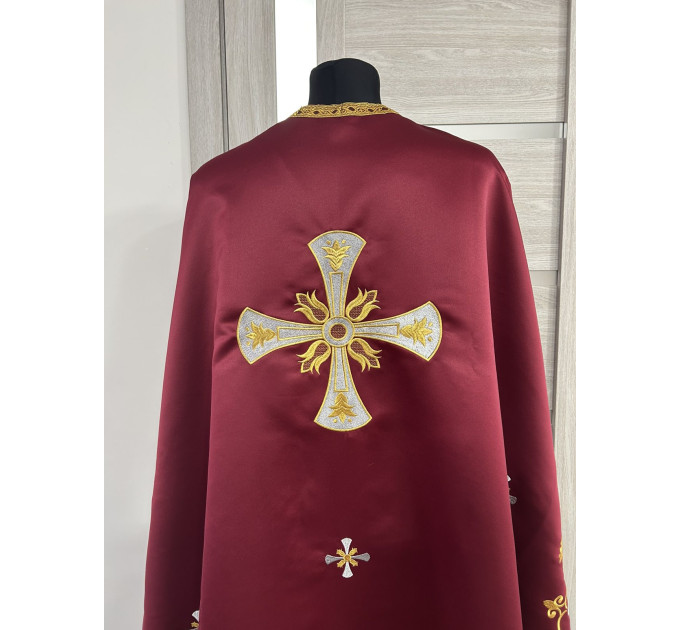 Embroidered Priest robe - Orthodox greek style vestment - Church attire toggery