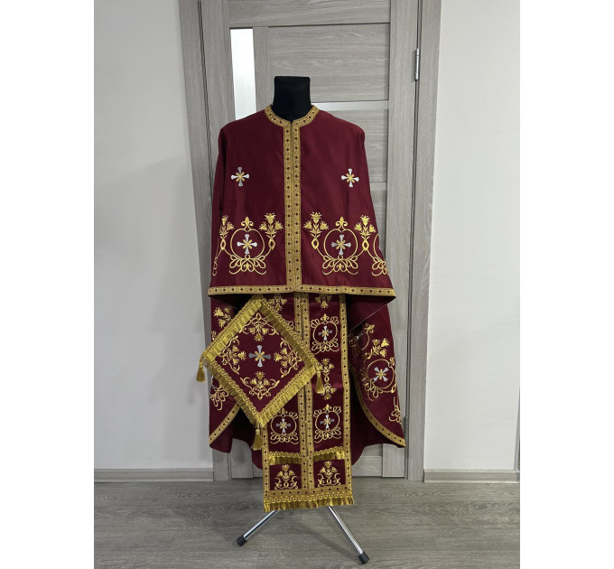 Embroidered Priest robe - Orthodox greek style vestment - Church attire toggery