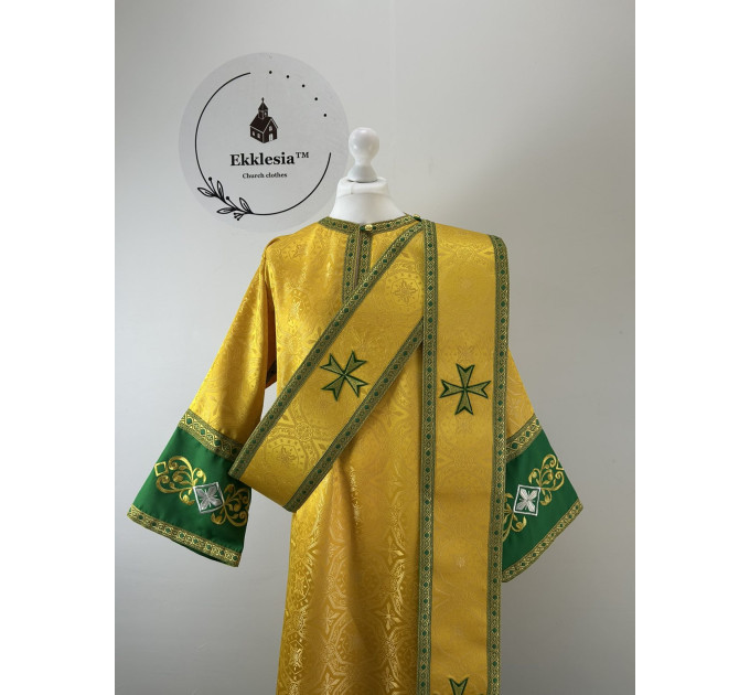 Embroidered deacon's vestment - Gabardine and brocadesticharion and orar