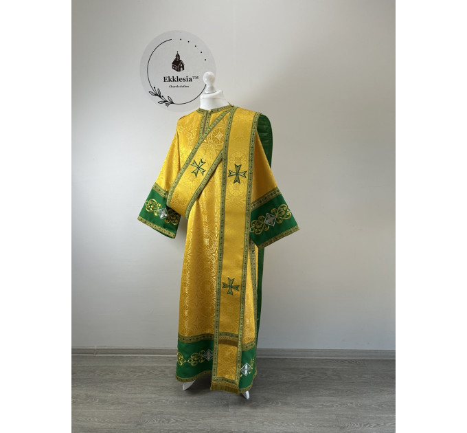 Embroidered deacon's vestment - Gabardine and brocadesticharion and orar