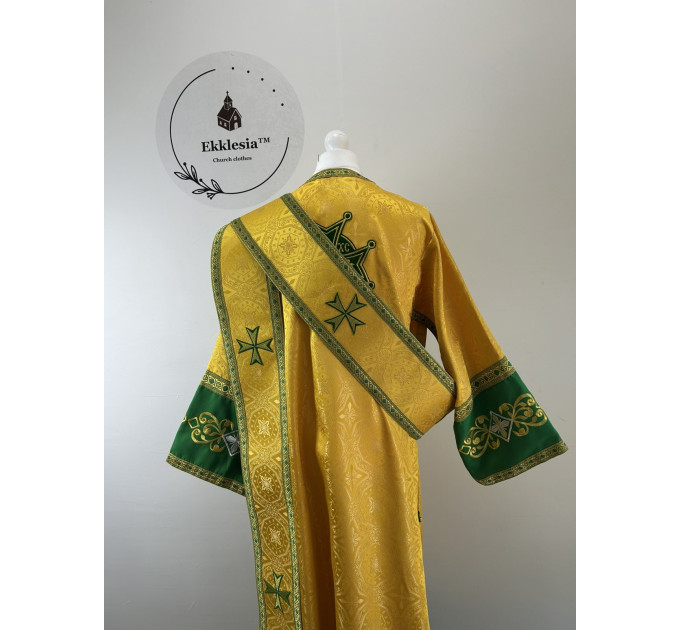 Embroidered deacon's vestment - Gabardine and brocadesticharion and orar