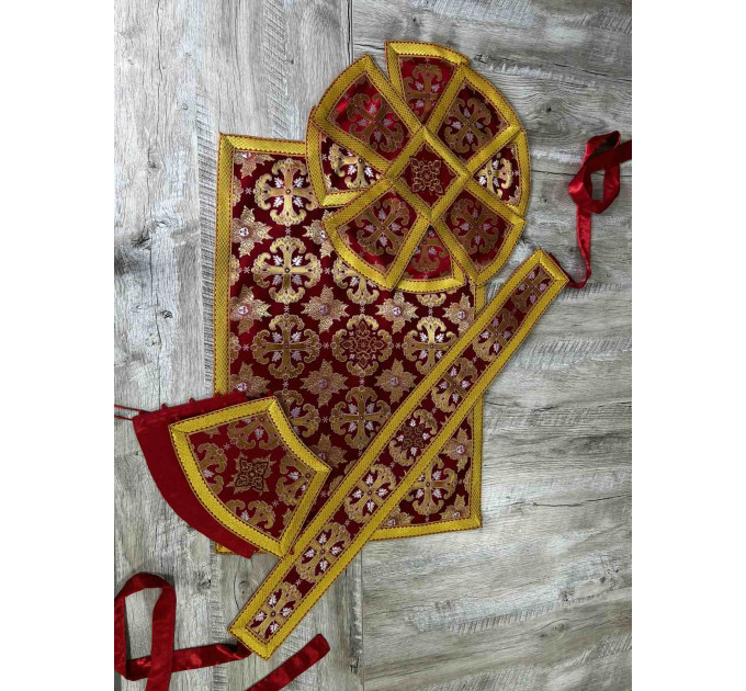 Bishop's Vestments in red brocade - Vestments for Bishop - Archbishop vestments