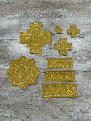 Set of crosses for Bishops vestment set - Embroidered patch crosses set