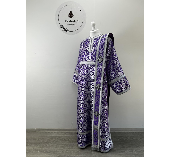 Vestment for deacon for Lent - Liturgical vestment set - Stichar, orar, cuffs