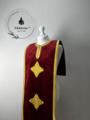 Coptic style epitrachil in velvet - Coptic Stole - Coptic epitrachelion