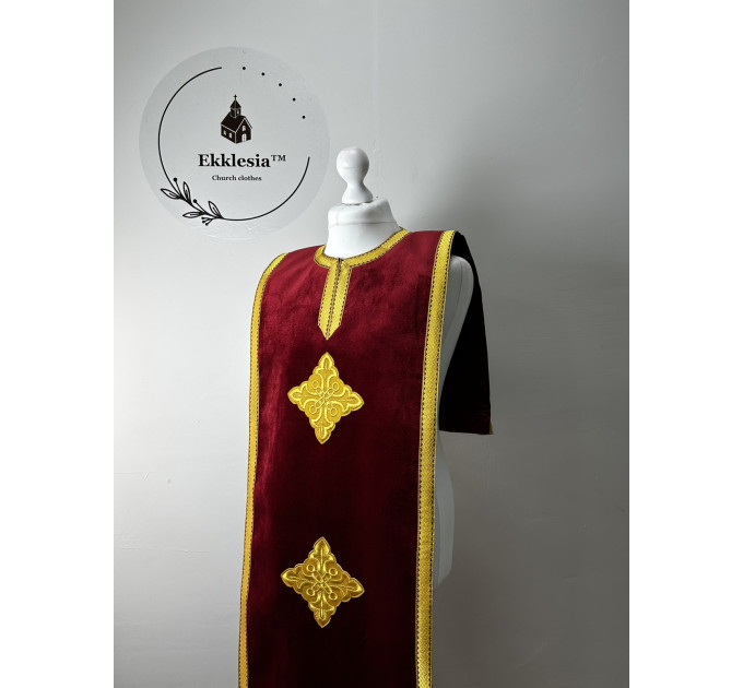 Coptic style epitrachil in velvet - Coptic Stole - Coptic epitrachelion