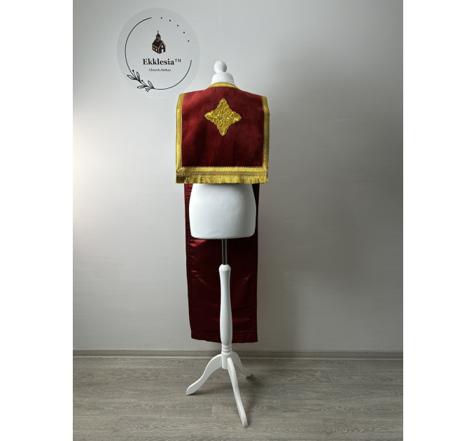 Coptic style epitrachil in velvet - Coptic Stole - Coptic epitrachelion