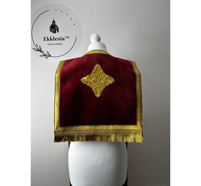 Coptic style epitrachil in velvet - Coptic Stole - Coptic epitrachelion