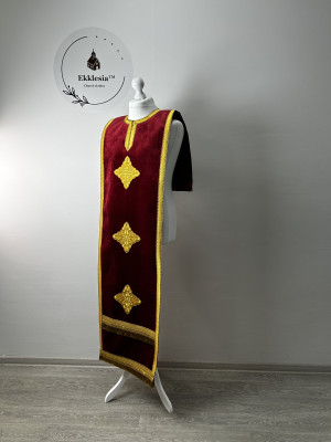 Coptic style epitrachil in velvet - Coptic Stole - Coptic epitrachelion