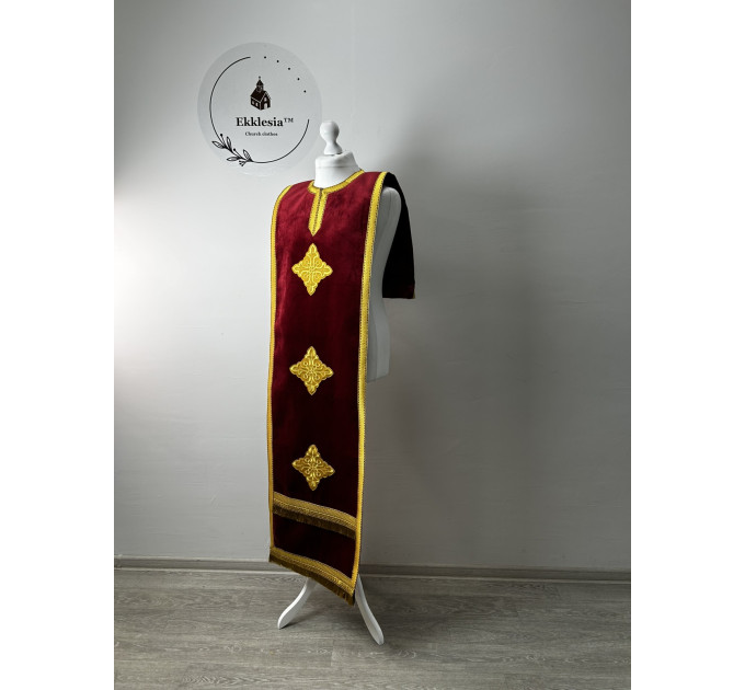 Coptic style epitrachil in velvet - Coptic Stole - Coptic epitrachelion
