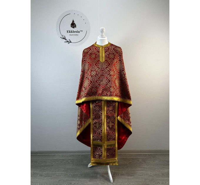 Liturgical priest vestment set - Orthodox vestment - Greek style phelonion
