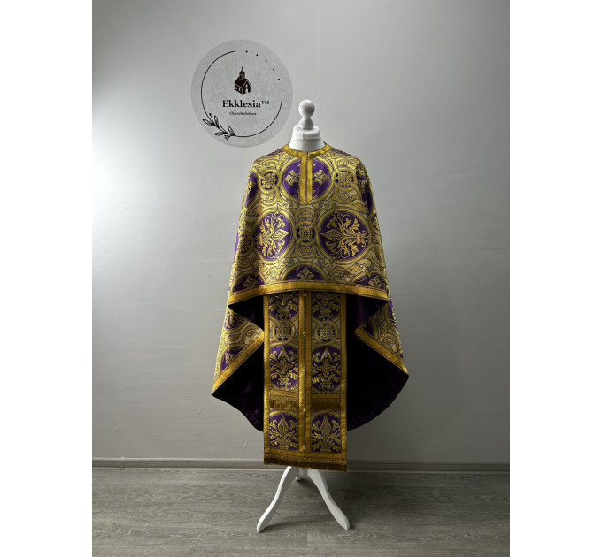 Exclusive priest vestment for Lent - Liturgical priest vestment in Greek style