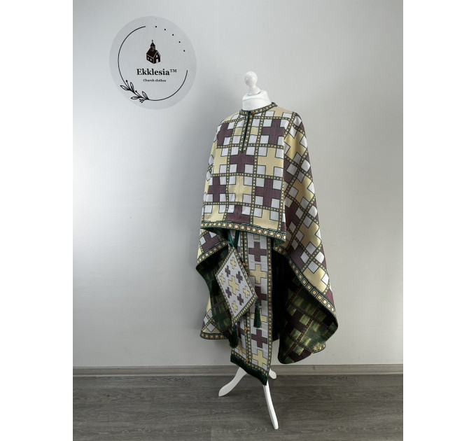 Liturgical vestment in Greek style - Greek brocade priest vestmet set - Phelon