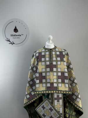 Liturgical vestment in Greek style - Greek brocade priest vestmet set - Phelon