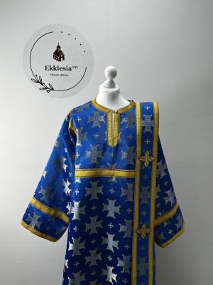 Orthodox vestment for deacon - Blue stichar with orar in Turkish silk