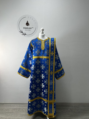 Orthodox vestment for deacon - Blue stichar with orar in Turkish silk