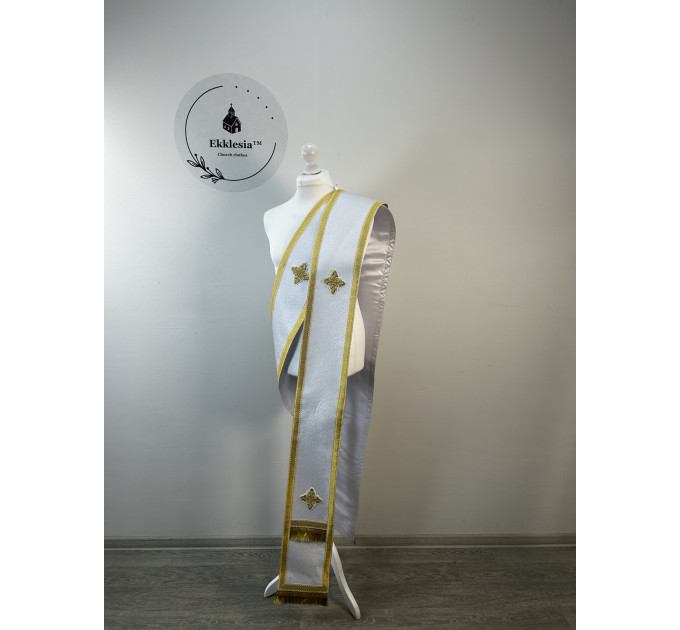 Double orar in silk fabric- Simple orar for deacon - Greek or Slavic style orar