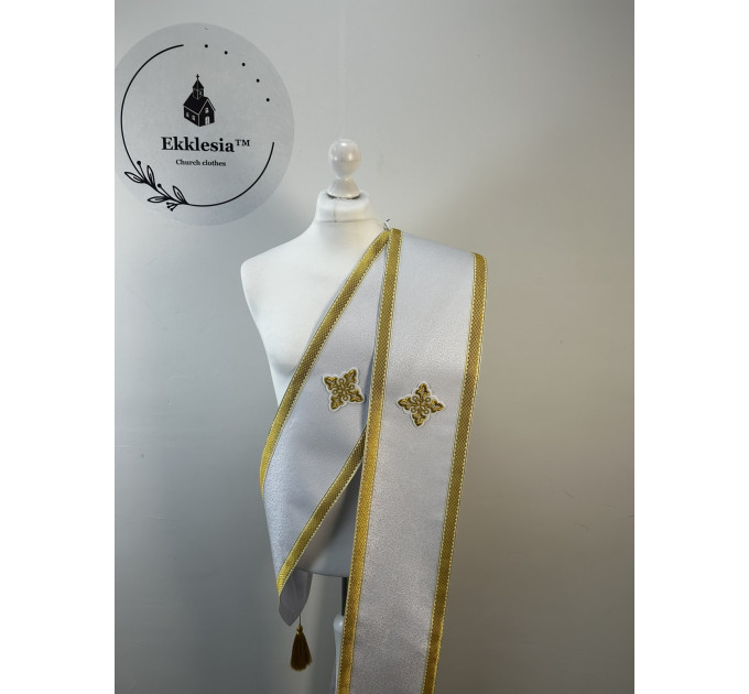 Double orar in silk fabric- Simple orar for deacon - Greek or Slavic style orar