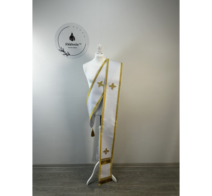 Double orar in silk fabric- Simple orar for deacon - Greek or Slavic style orar