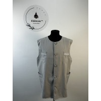 Embridered Vest with 4 pockets in linen-gabardine - Summer vest with 4 pockets