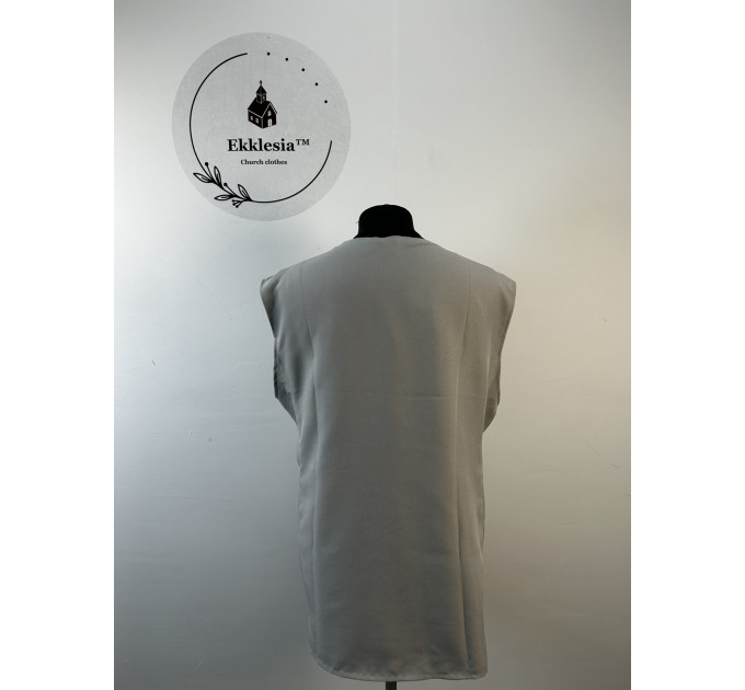 Embridered Vest with 4 pockets in linen-gabardine - Summer vest with 4 pockets