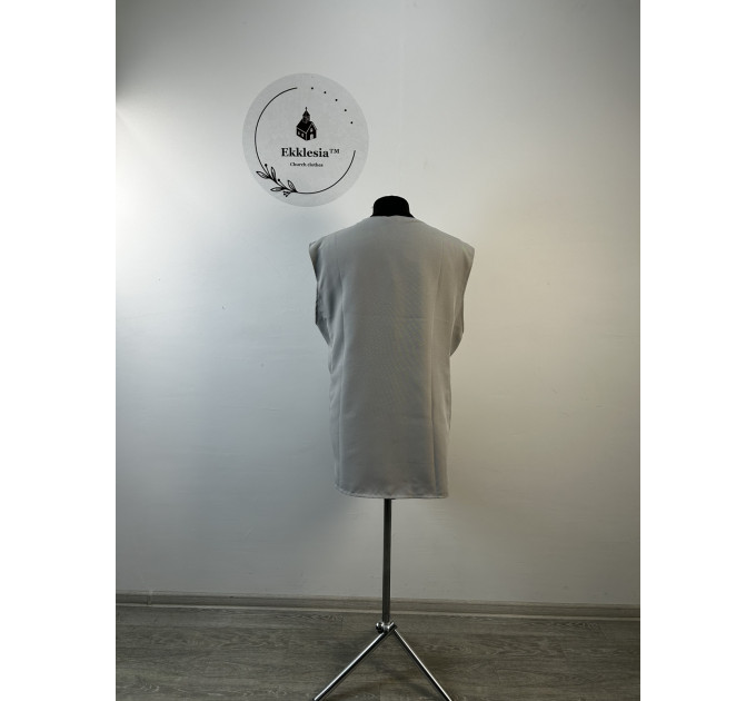 Embridered Vest with 4 pockets in linen-gabardine - Summer vest with 4 pockets