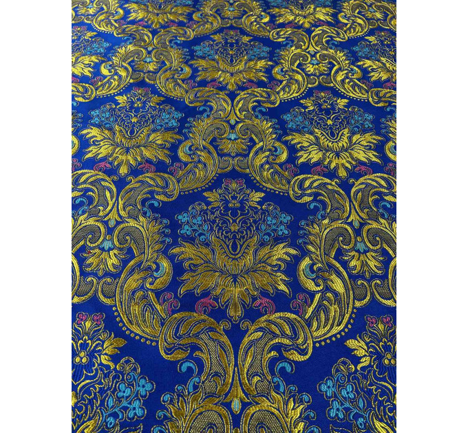 Greek Blue Brocade - Church Brocade - Liturgical Brocade - Priest Brocade