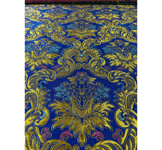Greek Blue Brocade - Church Brocade - Liturgical Brocade - Priest Brocade